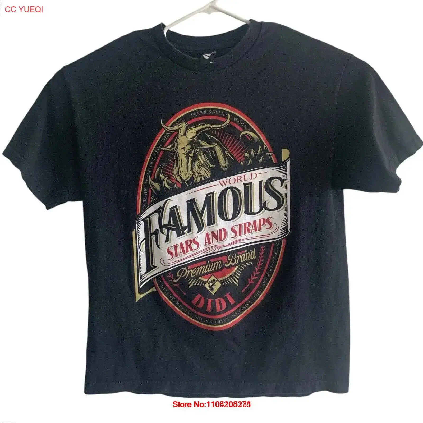 Streetwear Brand Famous - เสื้อยืดแบรนด์พรีเมียมสีดำ ไซส์ XL สำหรับผู้ชาย รุ่น Famous