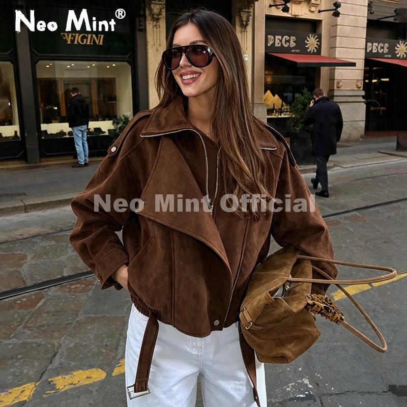 เสื้อแจ็คเก็ตหนังกลับสีน้ำตาลโ - Streetwear Brand China บทวิจารณ์และราคา